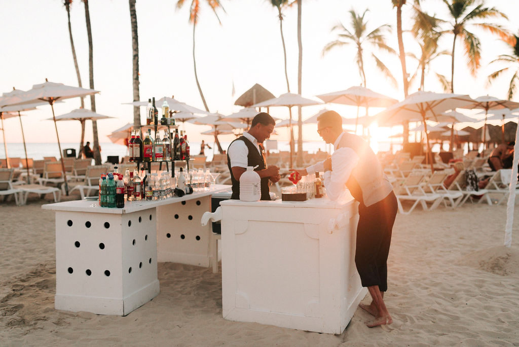 Dominican wedding reception on the beach