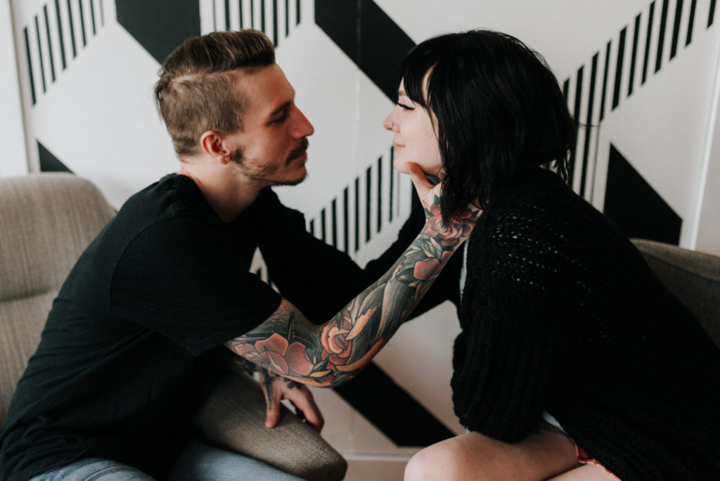 tattooed couple Valentine's Day photoshoot