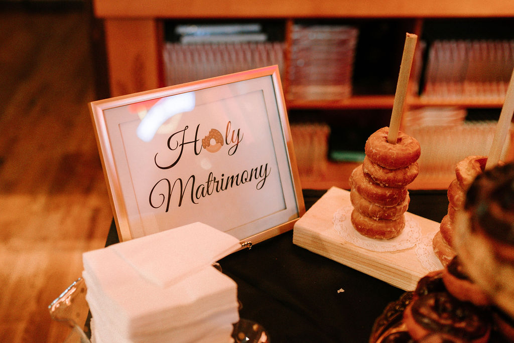 Cake and Donuts at Brewery Wedding