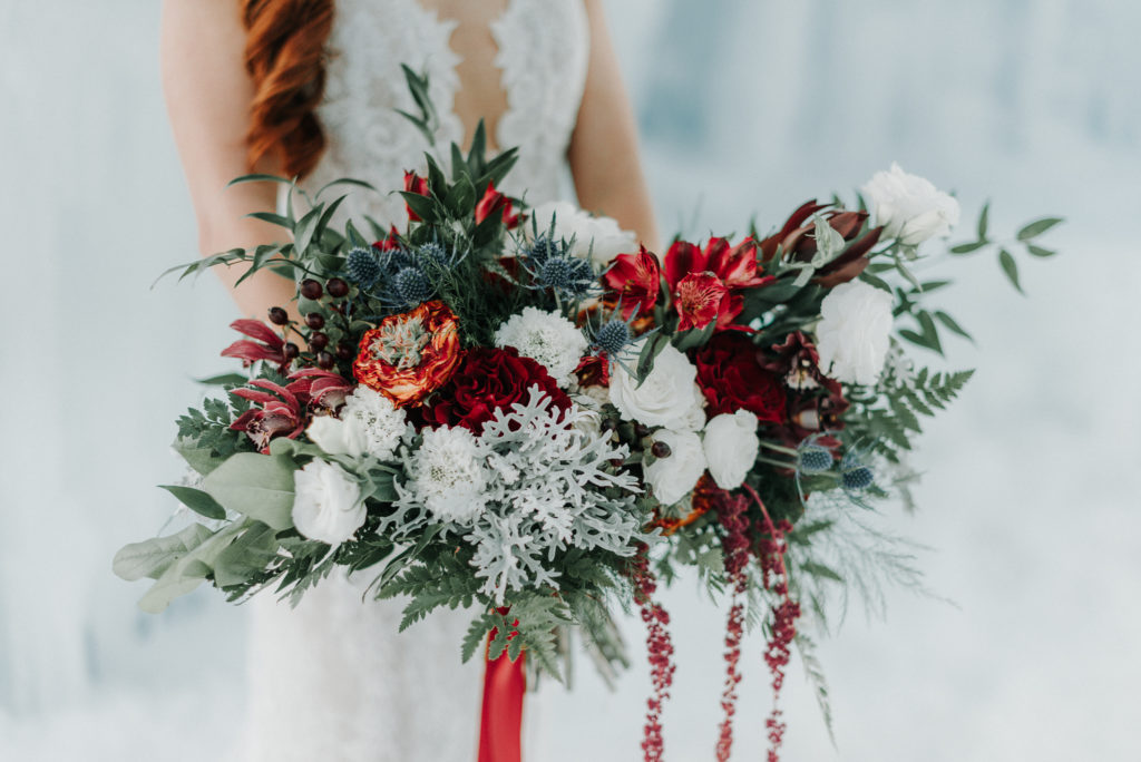 bridal bouquet for winter elopement