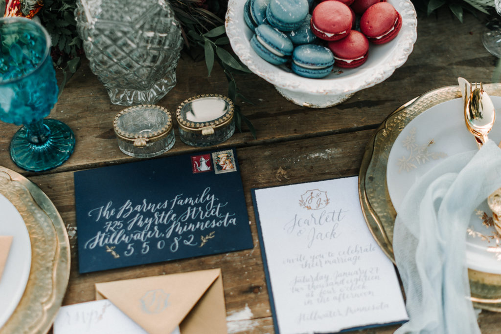elopement wedding invites on table
